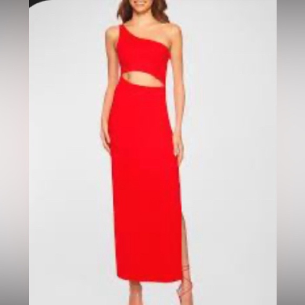 Susana Monaco one arm cut out high slit long dress / Red / Large / NWT - Picture 2 of 16